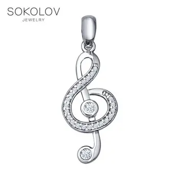 

Pendant "Treble Clef" SOKOLOV, fashion jewelry, silver, 925, women's male, pendants for neck women