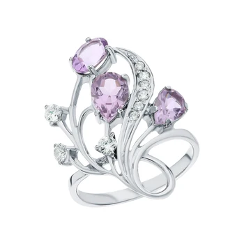 

Silver ring with amethyst and cubic zirconium sunlight sample 925
