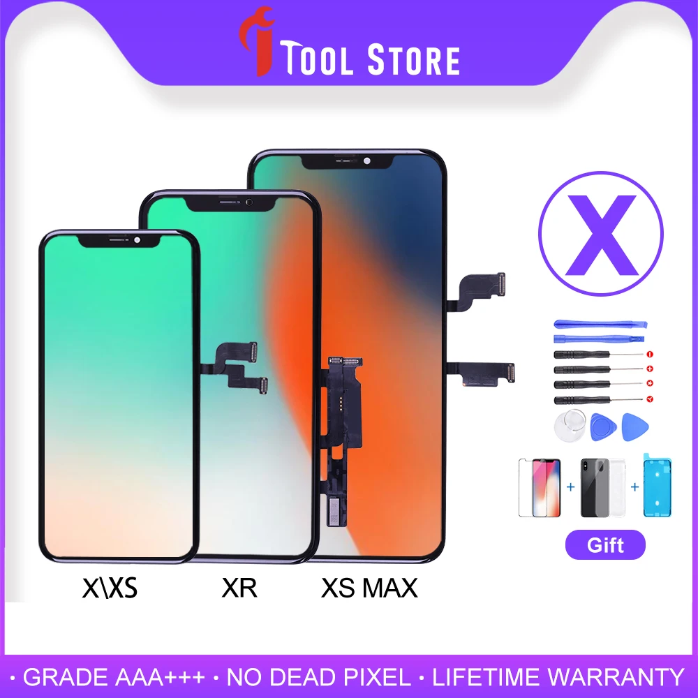 Лучший OEM дисплей для iPhone X XR XS экран XS MAX ЖК сенсорный экран дисплей с 3D сенсорная сборка замена без битых пикселей