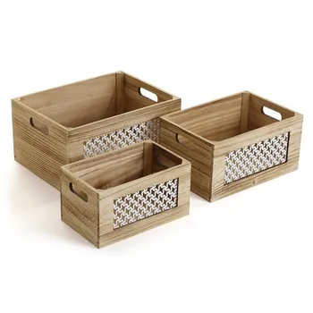 

Decorative box Wood (26 x 18 x 36 cm) 3 Pieces