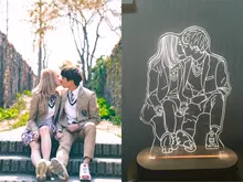 Night-Light Wooden-Base Christmas-Gift Photo-Customized Wedding DIY Holiday for USB 3D