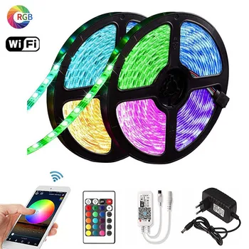 

LED Strip Light RGB 5050 Flexible Ribbon fita led light strip RGB 5M Tape Diode DC 12V Remote Control Adapter