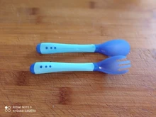 2 unids/set recién nacido silicona cuchara bebé horquilla de temperatura de seguridad de niños cubiertos para niños alimentación de bebé niño niños niñas suave