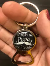 2021 Venta caliente amor regalos de llavero con abrebotellas Je Suis Un Beau papá Qui Dechire padre llavero con anilla titular joyería