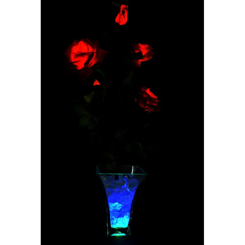 Led Red Roses flowers(blue-green) 5 flower