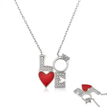 

925 sterling Silver Heart Solitaire Love Necklace