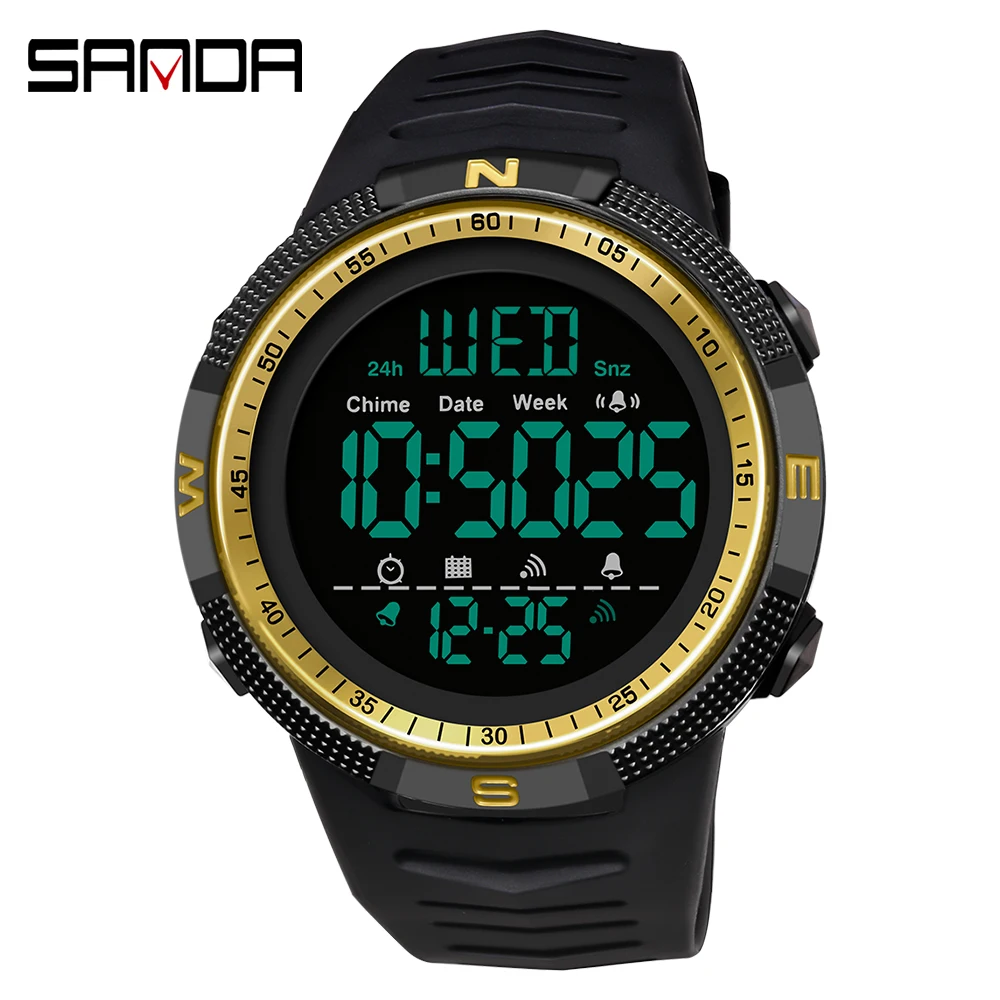 SANDA Brand new style 6014 Men's E-Form Movement Fashion Trend Watch Glow-in-the-dark Waterproof Watch Alarm