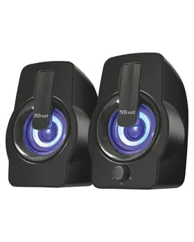 

2.0 TRUST GEMI RGB BLACK - 12W speakers (6W RMS) -Colorful cycle LED lighting-front volume knob-power supply