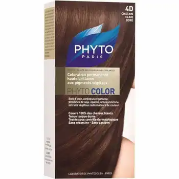 

Phyto Permanent Hair Color Treatment - 4D- Chatain Clair Dore Shipping with Fedex