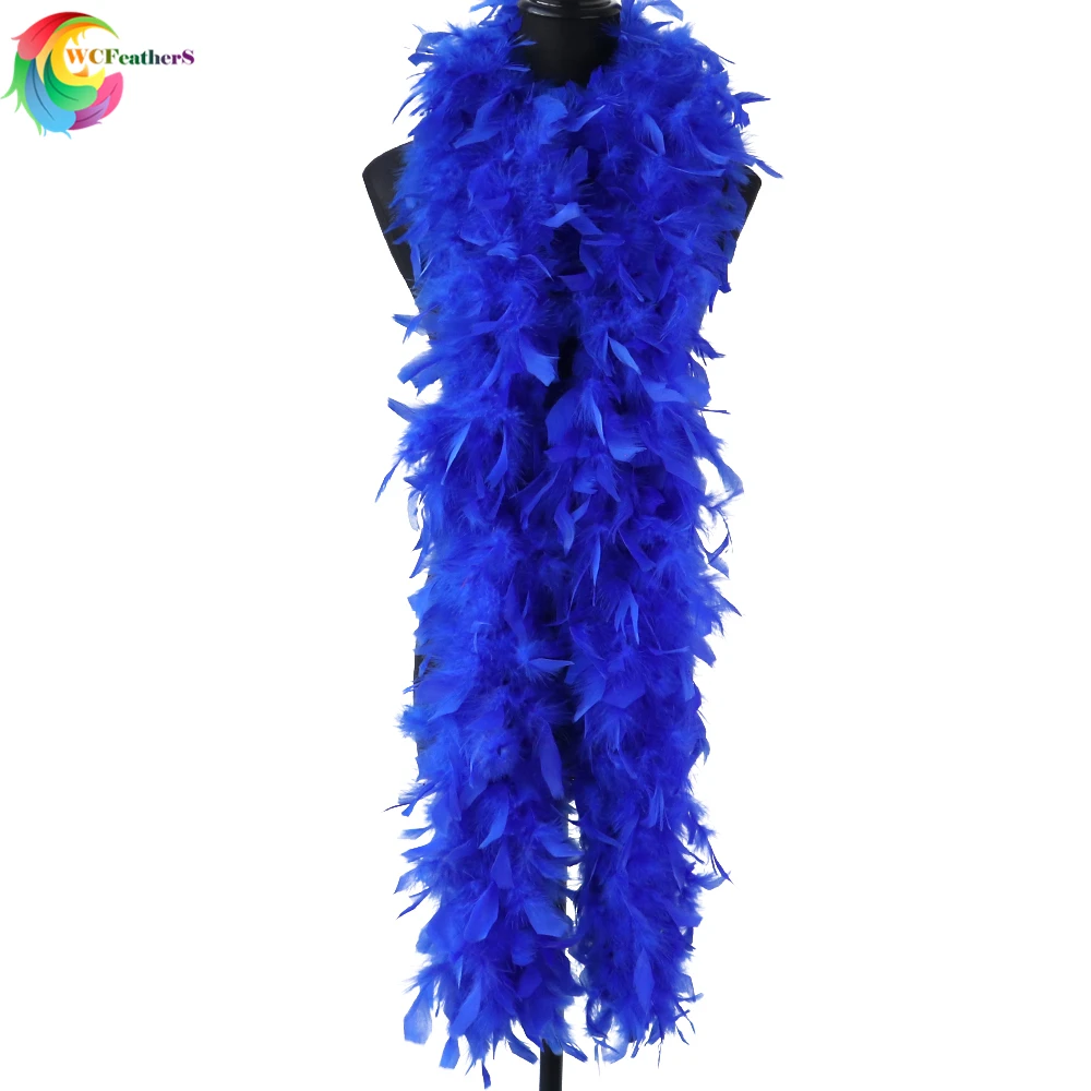 royal blue WCFeatherS, 2 ярда, шаль-боа из перьев, шаль, вечерние аксессуары для одежды, индейка, перья боа, 90 грамм - Цвет: royal blue