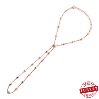 

Silver Beaded Style Chain Turkish Handmade 925 Sterling Silver Slave Bracelet Finger Bracelet Link Bracelet