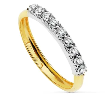 

18k solid gold ring two rows zircons [AB2405]