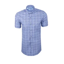 Клетчатая Мужская рубашка с коротким рукавом