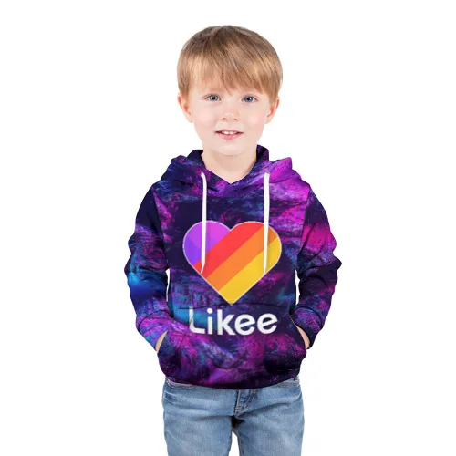 Baby sweatshirt 3D Likee Video, comfortable sweatshirt Лайк, bright colors, for children, for boys and girls, with a hood