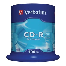 Диски CD-R VERBATIM 700 Mb 52х, КОМПЛЕКТ 100 шт., Cake Box, 43411 (арт. 511899)