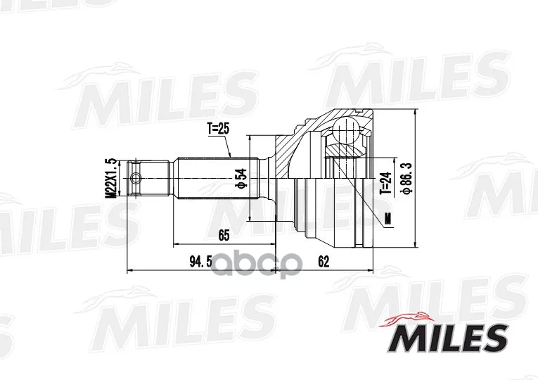 Шрус Mitsubishi Galant Vii/Lancer Vii 2.0/2.0d 92-03 Нар. Miles Ga20267 Miles арт. GA20267