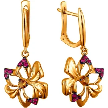 

Esthete earrings flowers with rubies and citrine Red Gold