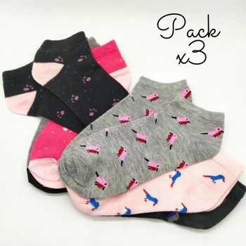 

Colorful and patterned women's ankle socks, 3 pairs.