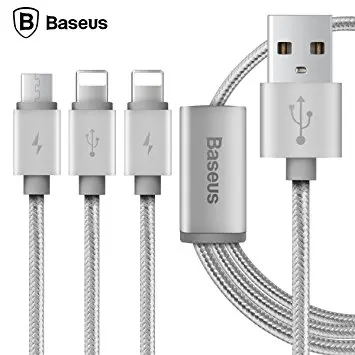 USB кабель 3в1 microUSB/8pin для iPhone 5/6/7 BASEUS обмена CAMCLH-PN0S 1,2 м