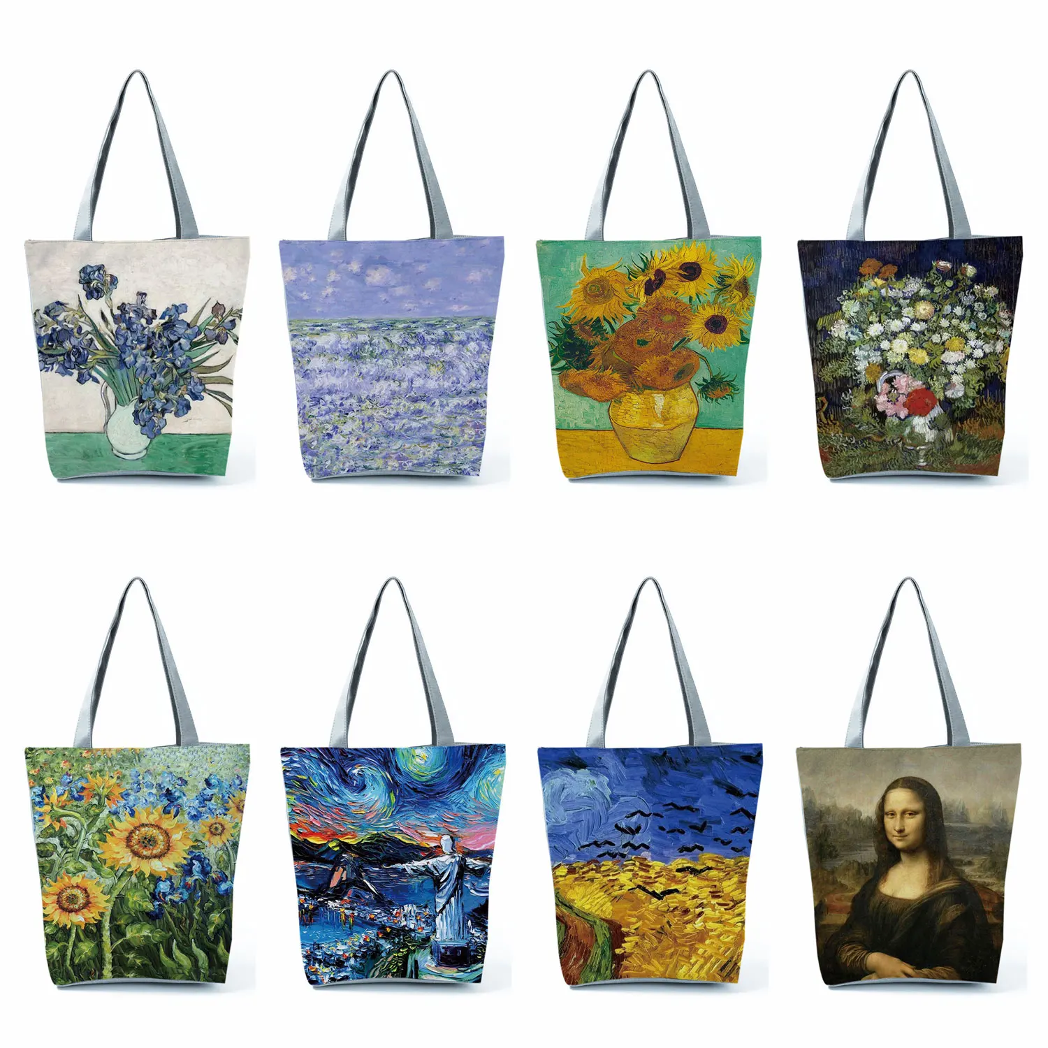 New Van Gogh Oil Painting Tote Bag Retro Art Fashion Travel Bag Women Casual Eco Reusable Shopping High Quality Foldable Handbag wristlets for women