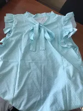 Blusa de manga corta con volantes para verano, camisa con lazo y lunares para mujer, Estilo Vintage