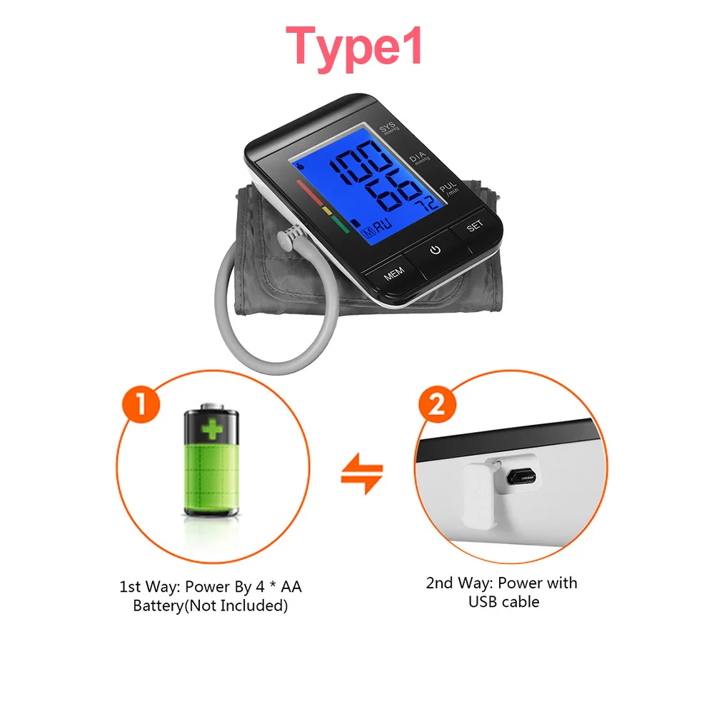 Цена Цифровой тонометр для измерения артериального давления, Сфигмоманометр с ЖК экраном, автоматический измеритель сердечного ритма, измерите...