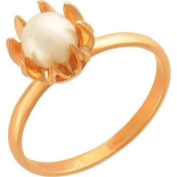 

Esthete ring with 1 Pearl in red gold