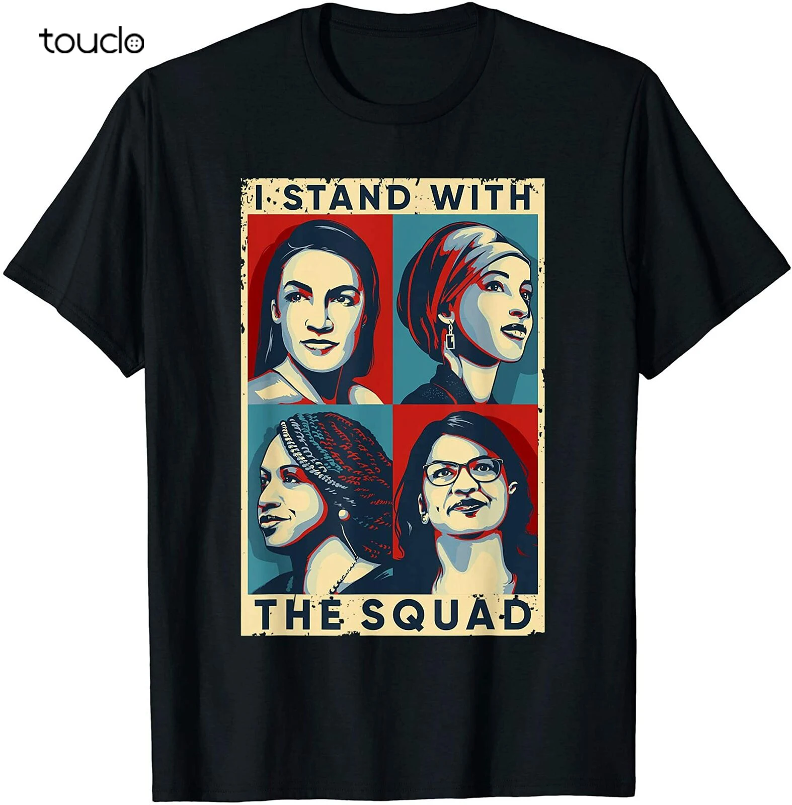 Feminist I Stand With The Squad AOC Анти-Трамп футболка с протестом черная хлопковая | Мужская
