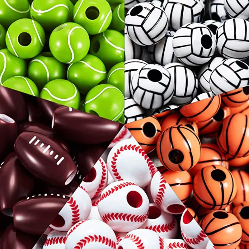 50pcs Jewelry Making American Football Beads Wooden Sport Beads for DIY  Bracelets Necklace 