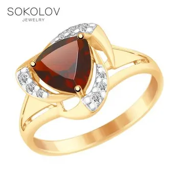 

SOKOLOV Ring gilded with silver garnet and fianitami fashion jewelry 925 women's male