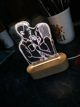 Night-Light Wooden-Base Text-Photo Christmas-Gift Customized Wedding DIY Holiday 