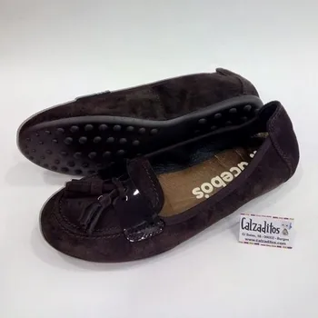 

Loafers for girl in brown suede chocolate, Acebos