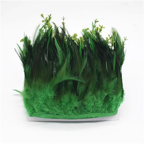 18Gradual dark green 49 цветов 20 м отделка петушиным пером бахрома из перьев на шею 10-15 см седло перо лента куриное перо отделка для платья - Цвет: 18Gradual dark green