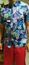 Verano de algodón puro remera Hawaiana para hombre impreso de manga corta de gran tamaño de la flor de la playa diseños florales