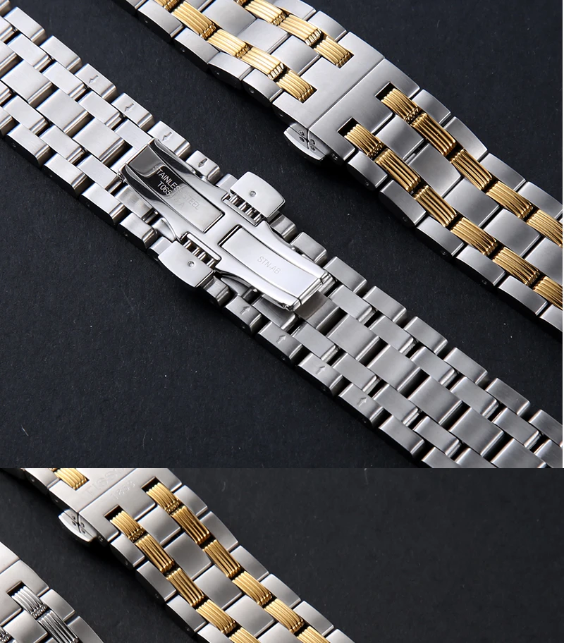 Высококачественные ремешки для часов из нержавеющей стали 19 мм для мужчин и женщин Tissot T065 наручный браслет, ремешок аксессуары из серебристого золота