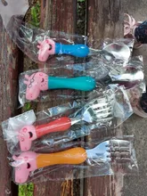 Peppa Pig-cubiertos de acero inoxidable para niños, modelos de figuras de la familia George Pig, vajilla, regalo de cumpleaños