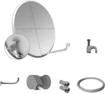 Tecatel Kit parabolica 60 cm, Soporte, LNB Universal, Cable y Conectores