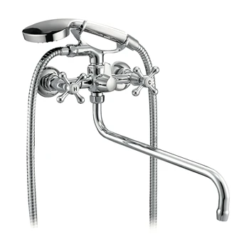 

Bathroom faucet LATUNO L10214 with spout S shape 294mm complete shower watering can, Holder & hose