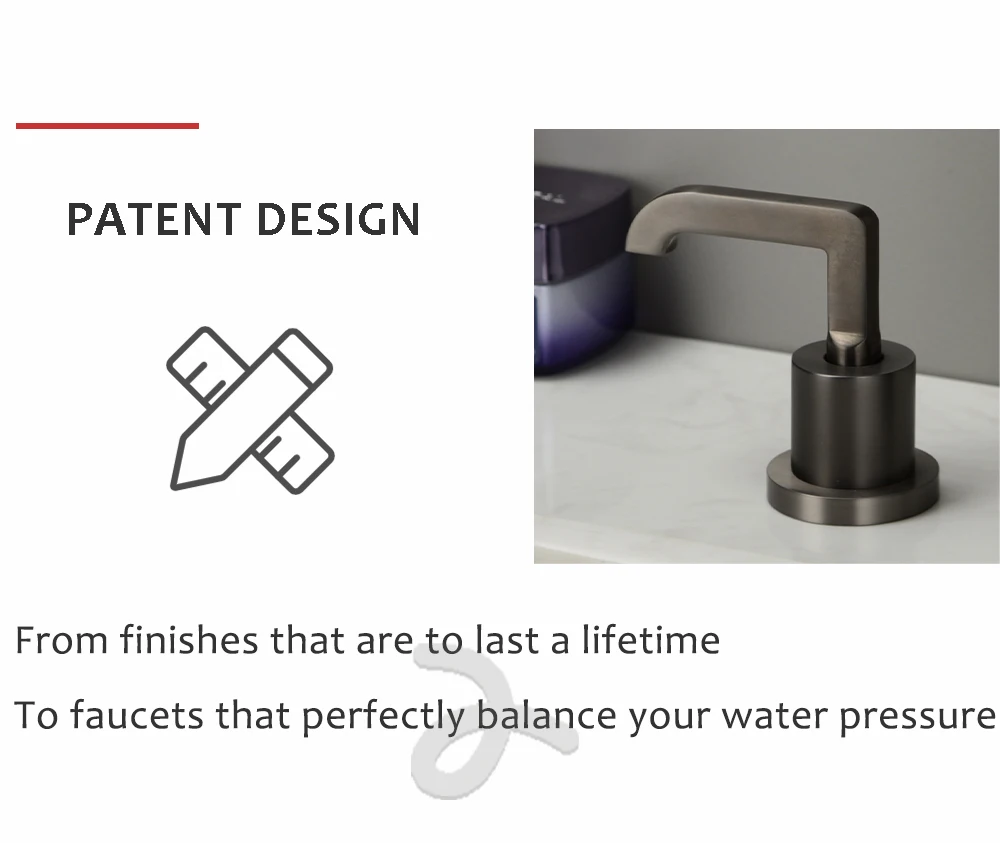 Bagnolux Gun Grau Deck Montiert Verbreitet Bad Über Gegen Becken Wasserhahn Dual Halter Drei-loch Mixer Und Kalten Wasser wasserhähne – Detail 8