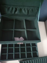 WE New-estuche de 3 capas con broche verde para mujer, organizador de joyería, anillo grande, collar, soporte de maquillaje, caja de joyería de terciopelo con cerradura