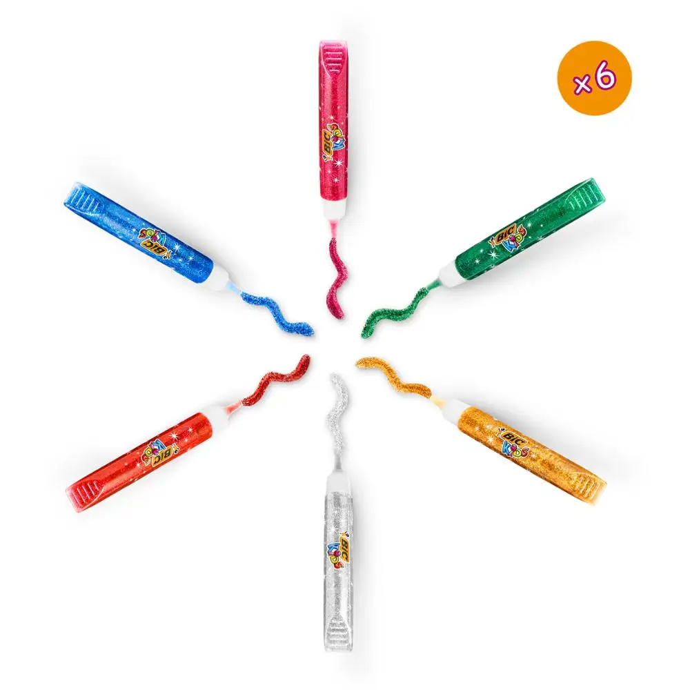 Подарочный набор для детского творчества BIC Kids Металлический бокс 30 предметов(цветные фломастеры, мелки и клей с блестками