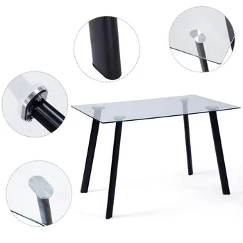 

Table ATRIUM metal black clear crystal, 120x80 cms