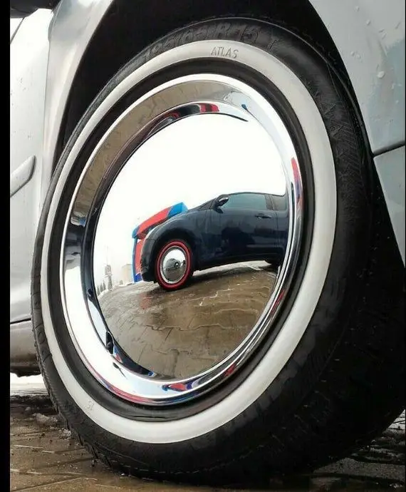 USA CLASSIC STYLE 14'' BLACK&WHITE WALL RUBBER RING SIDEWALL PORT WALL TIRE INSERT TRIM SET