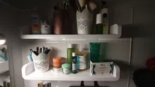 Shelf Bathroom Storage-Rack Shampoo Seasoning Self-Adhesive Kitchen White Wall-Mounted