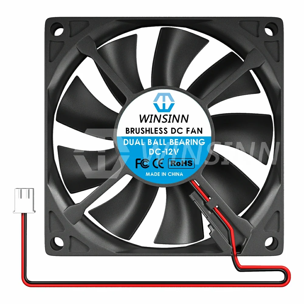 Ventola Raffreddamento WINSINN 80mm 24V – Doppio Cuscinetto A Sfera, 2 Pin, Confezione Da 2 Pezzi