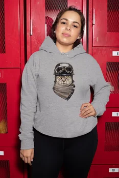 

Angemiel Wear Kasklı Biker Cat Gray Women Hooded Sweatshirt