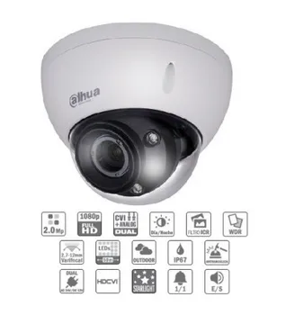 

Outdoor surveillance camera Dome HDCVI 2M 1080P DN ICR WDR Starlight IR50m 2.7-12AI VFM IP67 IK10 Audio dual Alarm
