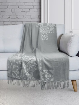 

Плед акриловый тканый, DeНАСТИЯ 130х180 см серый/св серый