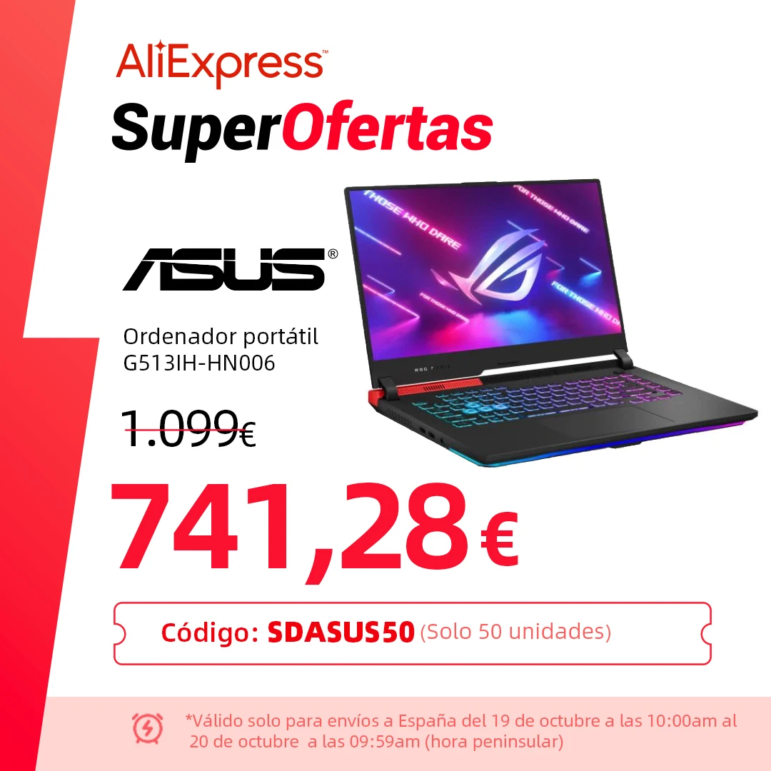 Portátil gaming ASUS ROGSTRIX G513IH-HN006, RYZ4800H, 16GB 512GB, SSD, GTX1650, 4GB, 15,6 , Sin sistema operativo| TUF F15, 15.6″ FHD IPS, 144Hz, Intel Core i7-10870H, 16GB RAM, 1TB SSD, GTX 1660 Ti, FreeDos