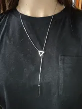DOTIFI para las mujeres collares la innovación pendiente doble cadena larga calado triángulo y Baguette collar de acero inoxidable